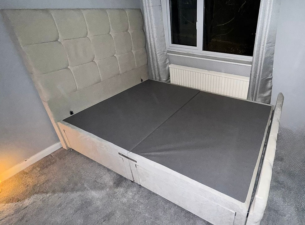 Thumbnail: SUPER KING  -  CUBE  divan 2 drawers Floor standing Hb & Footboard 