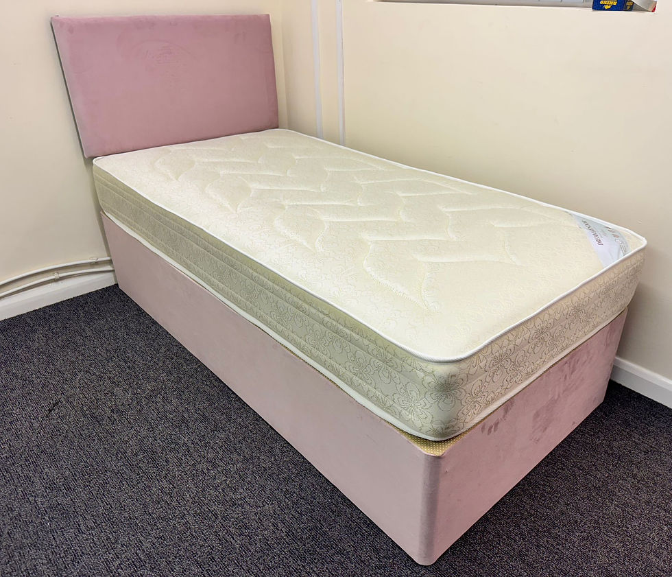 Thumbnail: SAME DAY - single apollo semi ortho mattress PINK PlUSH  divan base and Hb 