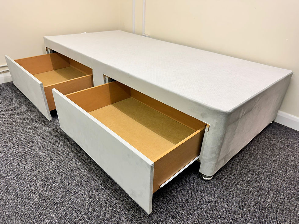 Thumbnail: SAME DAY DIVANS - single divan base 2 drawers and  hb - silver plush