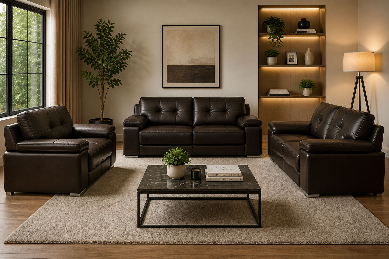 RANEE 3&2&1 SOFAS - BROWN
