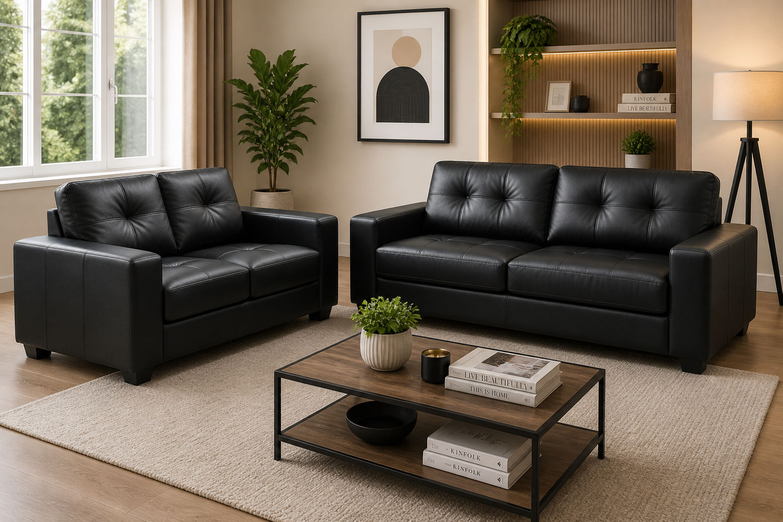 LENA - 3&2 SOFAS - BLACK