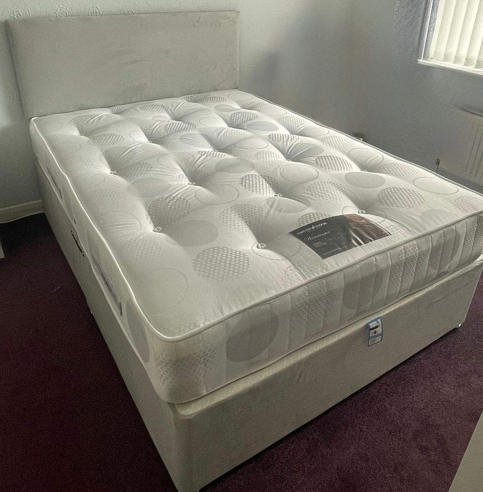 Thumbnail: 4 FOOT WESTMINSTER MATTRESS, DIVAN BASE & HB GREY CHENILLE