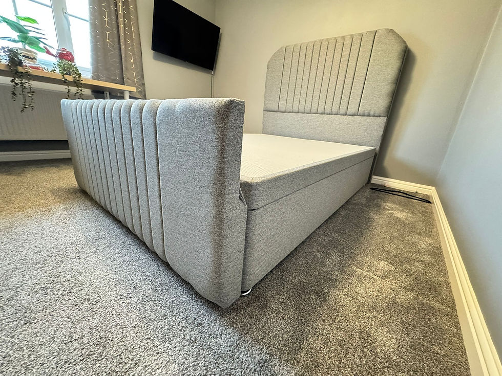 Thumbnail: Double - Global design divan Ottomen with floor standing Hb and foot board 