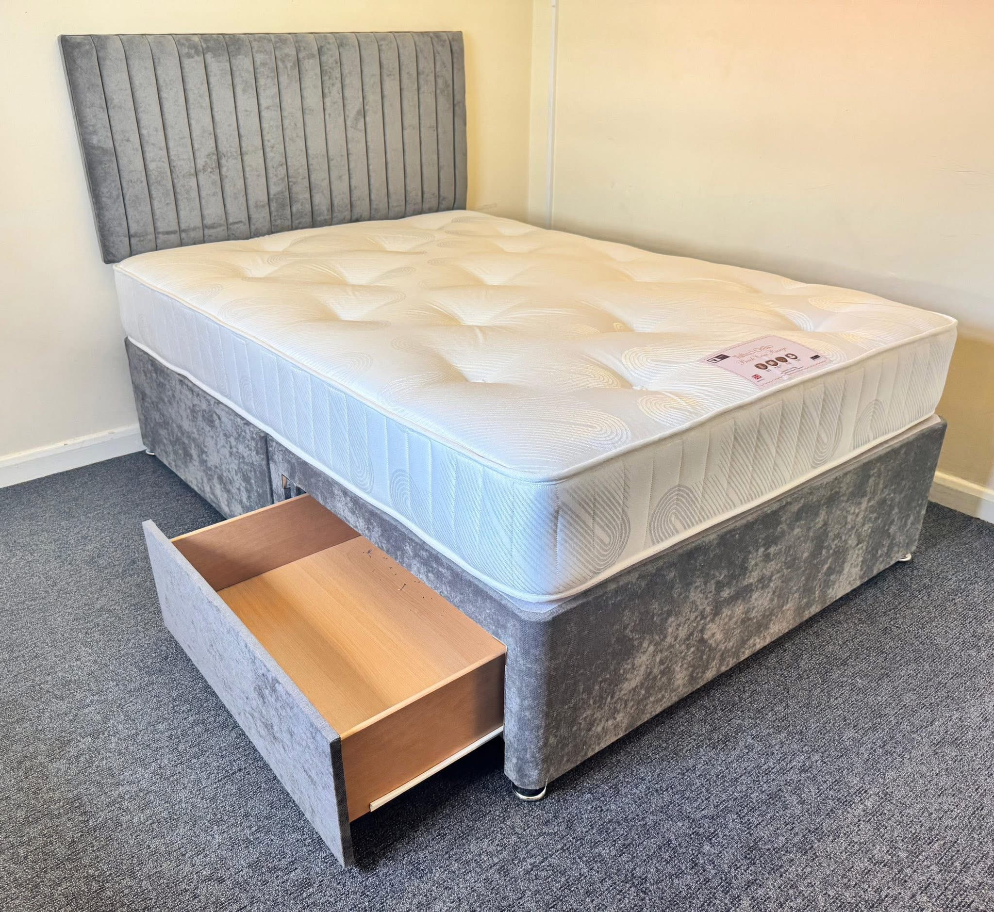 4 FOOT - TENDER SLEEP TUFTED ORTHO 2 DRAWS DIVAN BASE AND 24 inch HEADBOARD