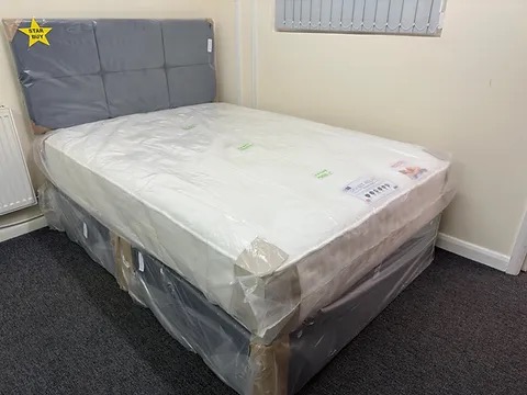 DOUBLE POCKET SUPREME MATTRESS, 2 DRAW DIVAN BASE,OLIVE HB - CHARCOAL PLUSH