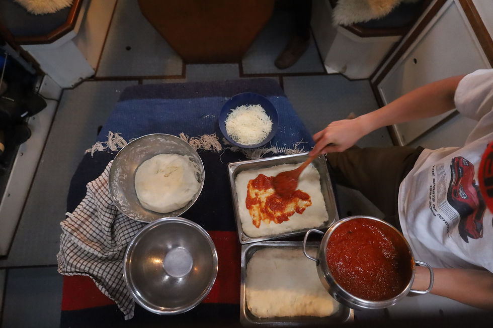 The start of our pizza dinner