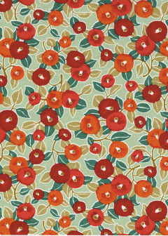 1023 Papier Japonais Floral Orange et Turquoise
