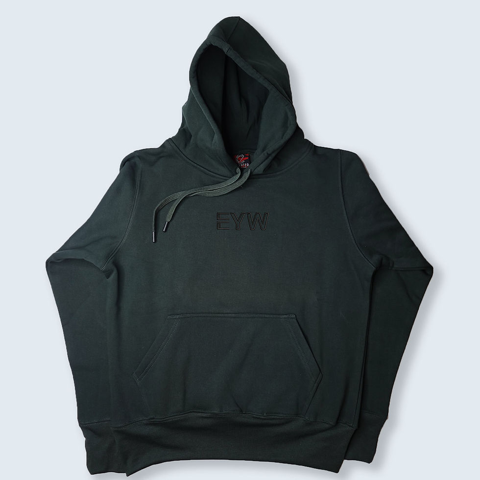 Thumbnail: Relaxed Fit Pullover Green Hoodie - EYW Embroidered