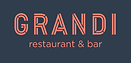 Lógó Granda restaurant & bar í kóralrauðum lit á dökkbláum bakgrunni