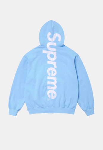 Supreme Satin Applique Hooded Sweatshirt Light Blue | Sneaxters