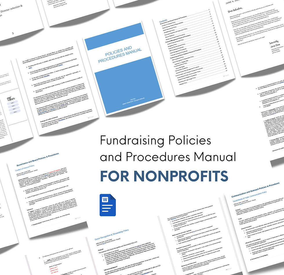 Editable Fundraising Policies and Procedures for a Development Office