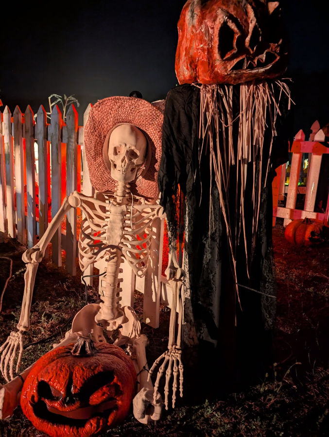 Halloween props at the Skeleton Acres Haunted House in Noel, MO.