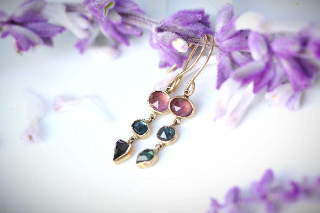 Spinel and Sapphire Earrings