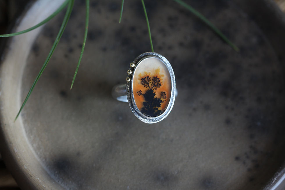 Thumbnail: Dendritic Agate Gold Adorned Ring