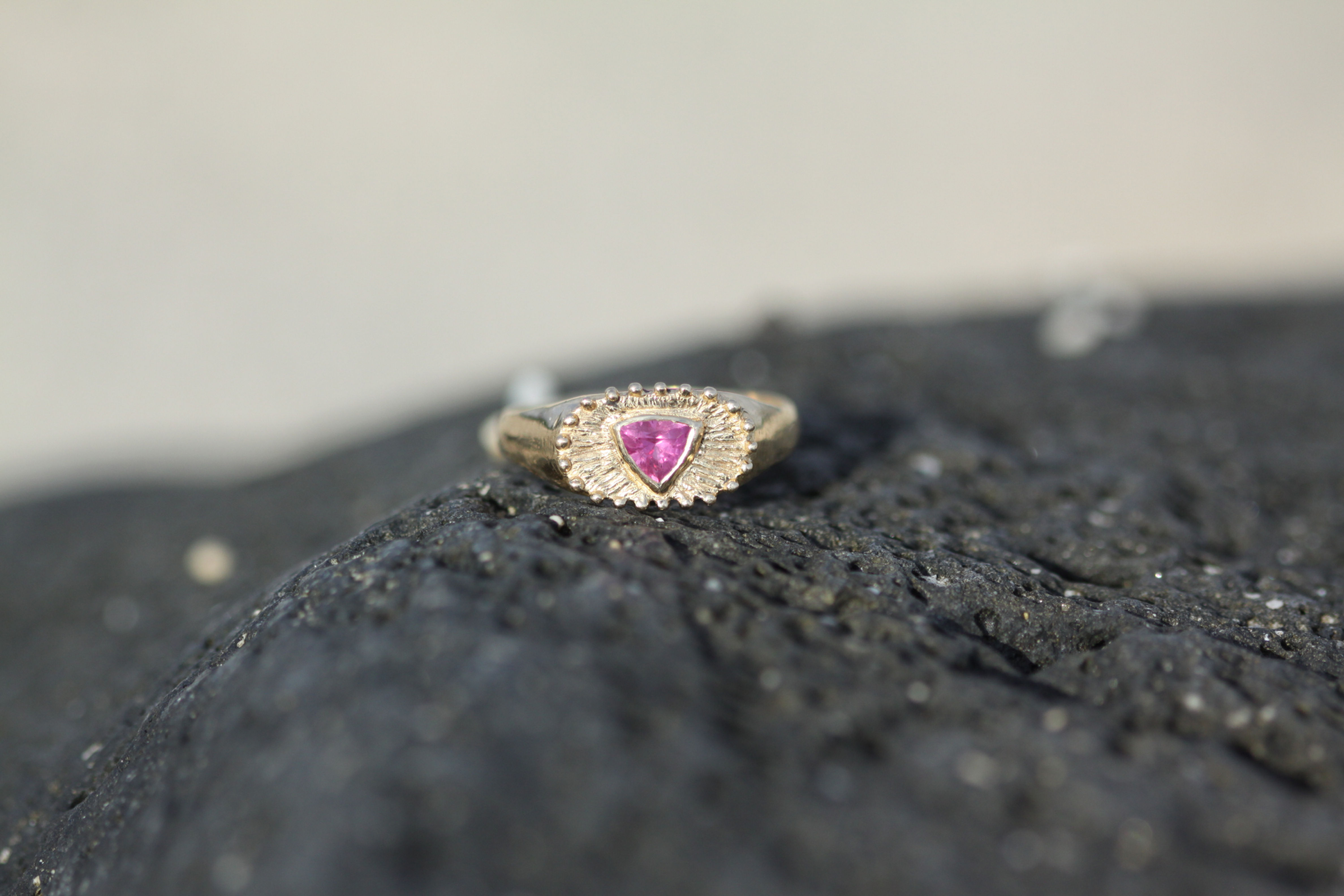 Trillion Pink Sapphire Ring
