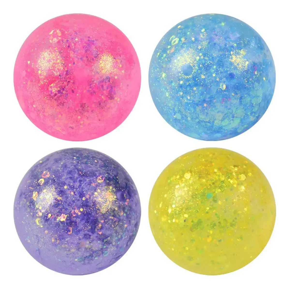 PELOTAS SQUISHY GLITTER DIFERENTES COLORES