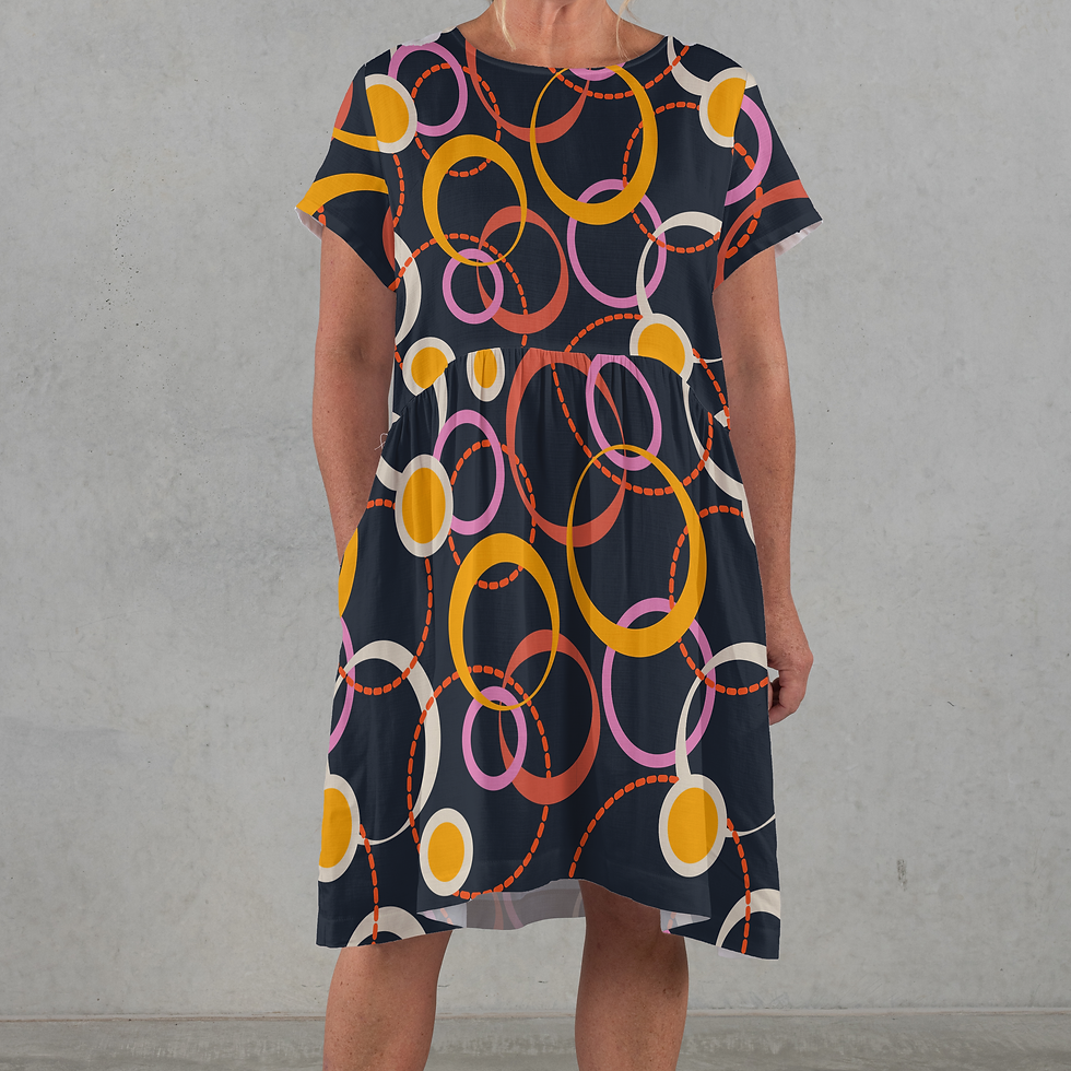 navy circles dress mock up