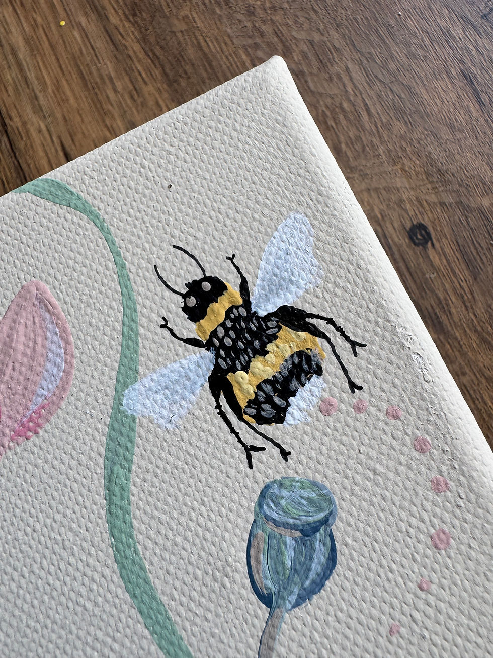 Thumbnail: 'A buzz among the flowers' Original canvas