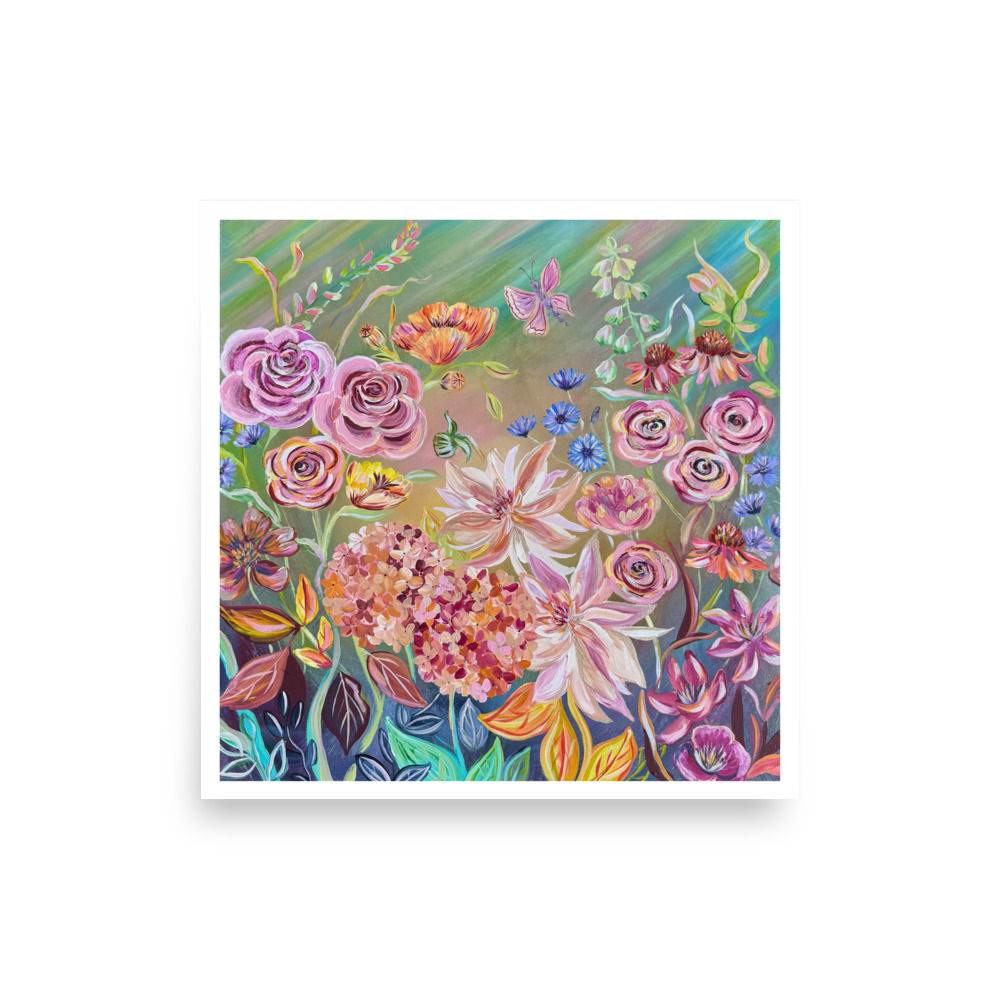Floral Fantasy - High quality Giclee print of original painting 12 x 12"