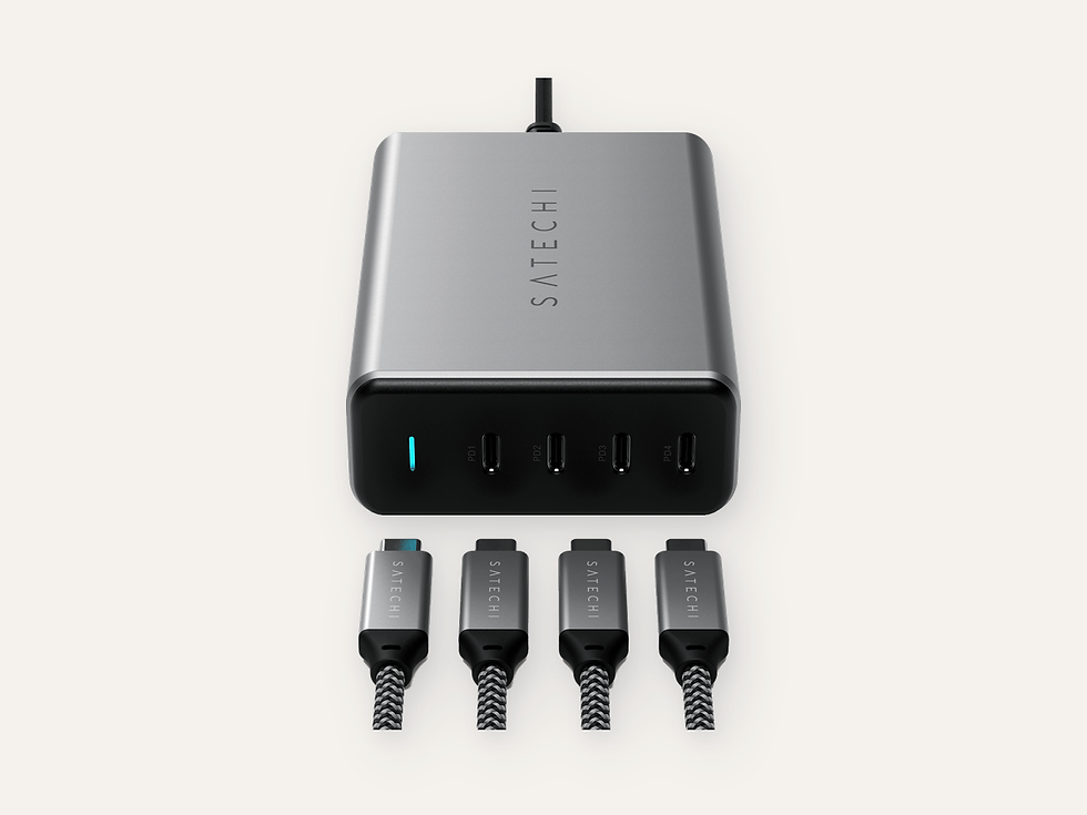 Satechi 165W USB-C 4-Port GaN Charger product image on a cream Hiinghams tile