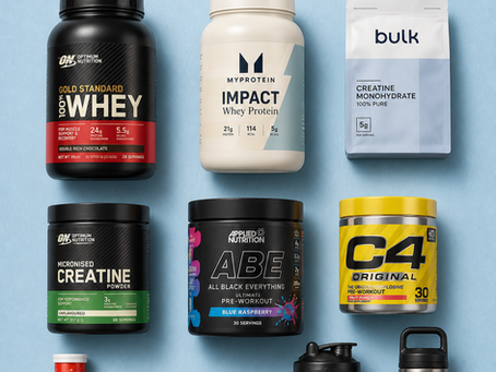 Gym stack essentials Run Club-style 3D product-board graphic