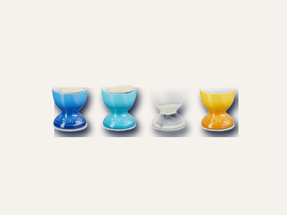 Le Creuset Set of 4 Riviera Egg Cups on a cream Hiinghams product tile