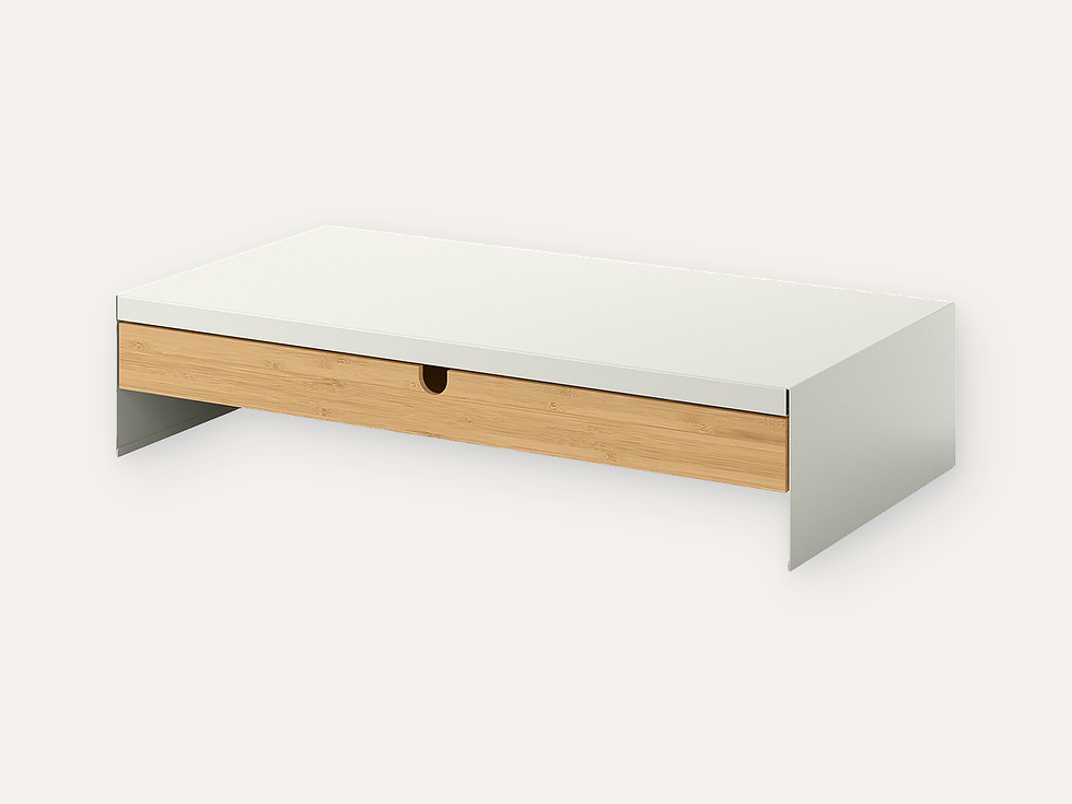 IKEA ELLOVEN monitor stand with drawer product image on a cream Hiinghams tile