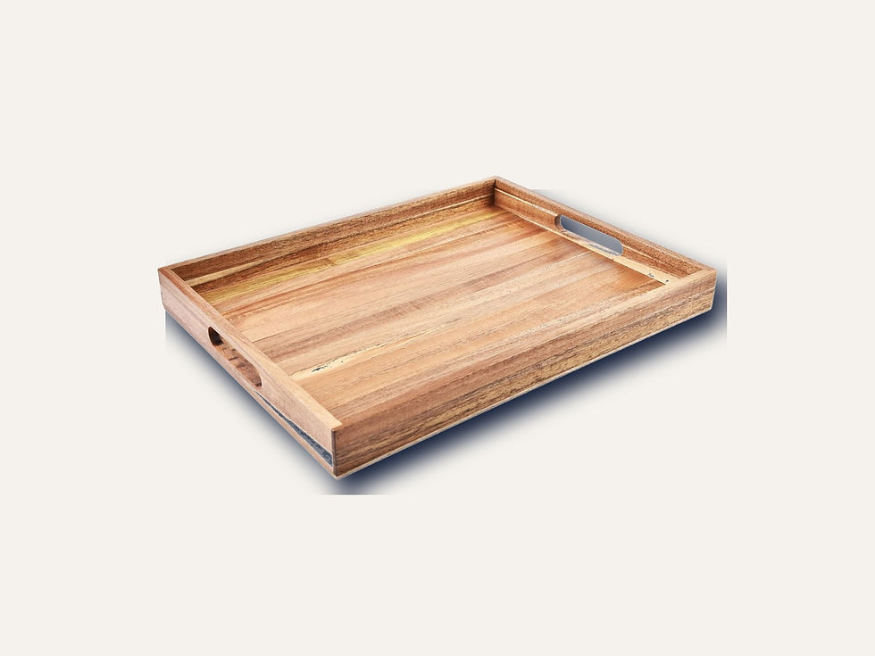 ZESPROKA Acacia Wood Serving Tray with Handles on a cream Hiinghams product tile
