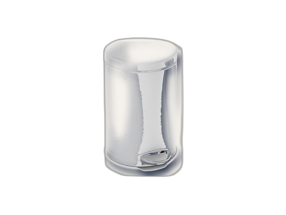 simplehuman white steel round pedal bin on a cream product tile