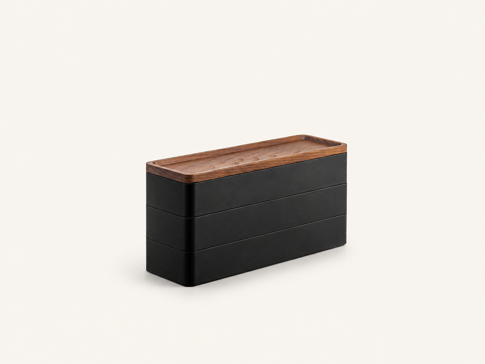 Brown Yamazaki Rin 3-tier accessory holder with tray