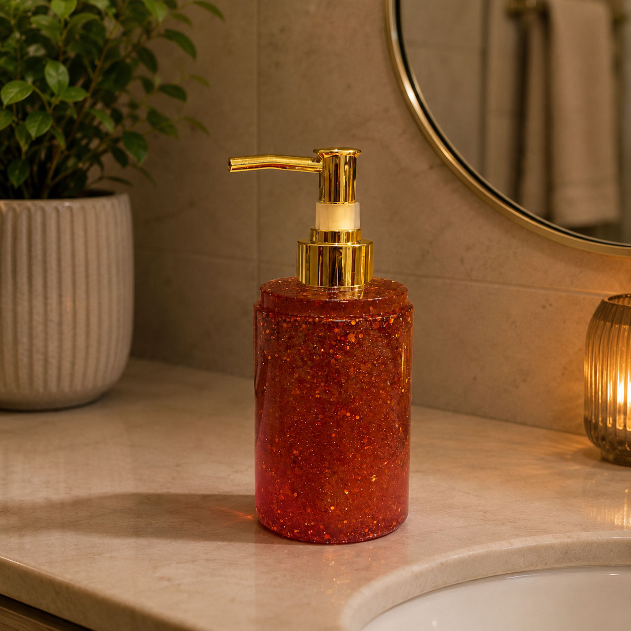 Orange Shimmer Soap Dispenser