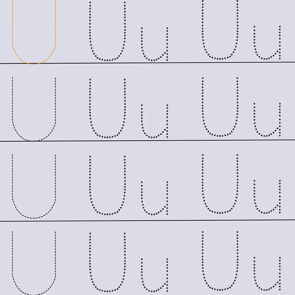 Thumbnail: Preschool tracing worksheet for letter Uu