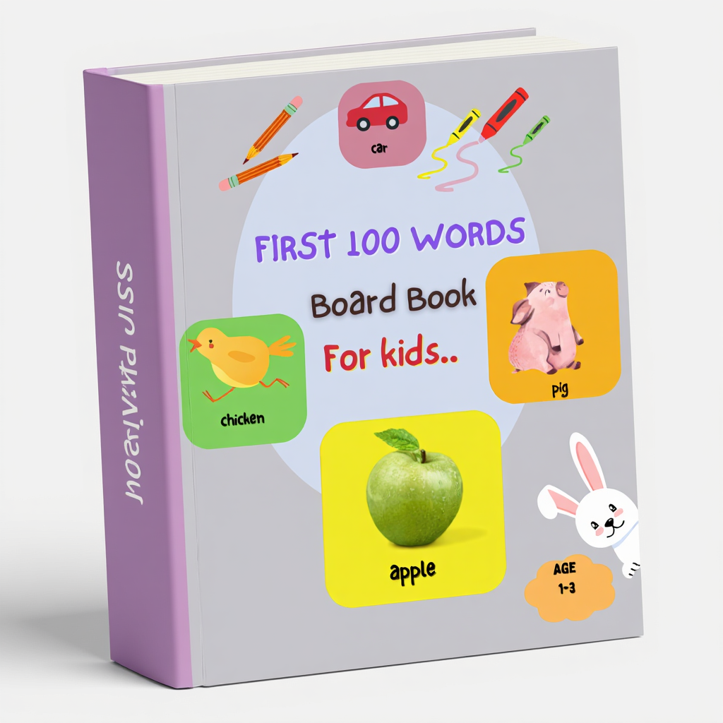 First 100 Words Board Book for kids, ages 1-3