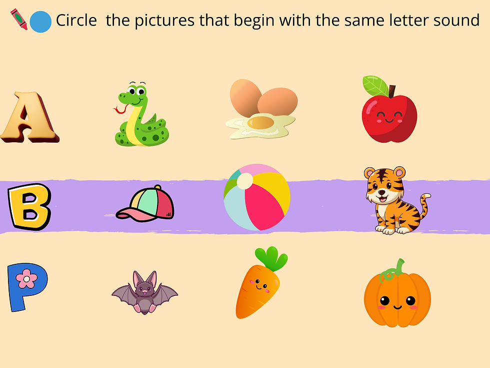 Thumbnail: Pre-K activity: circle pictures with same letter sound