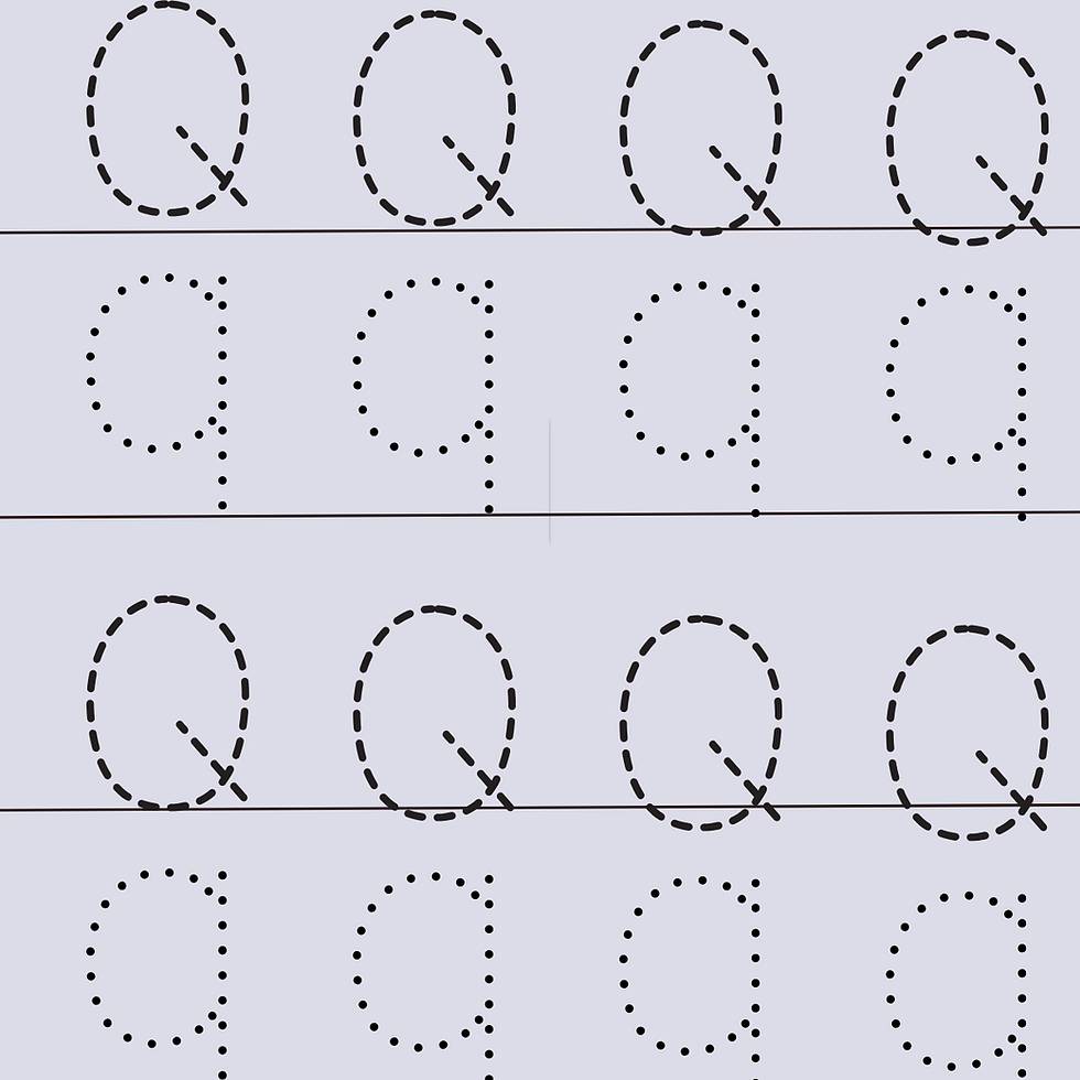 Thumbnail: Tracing lines for uppercase and lowercase letter Q