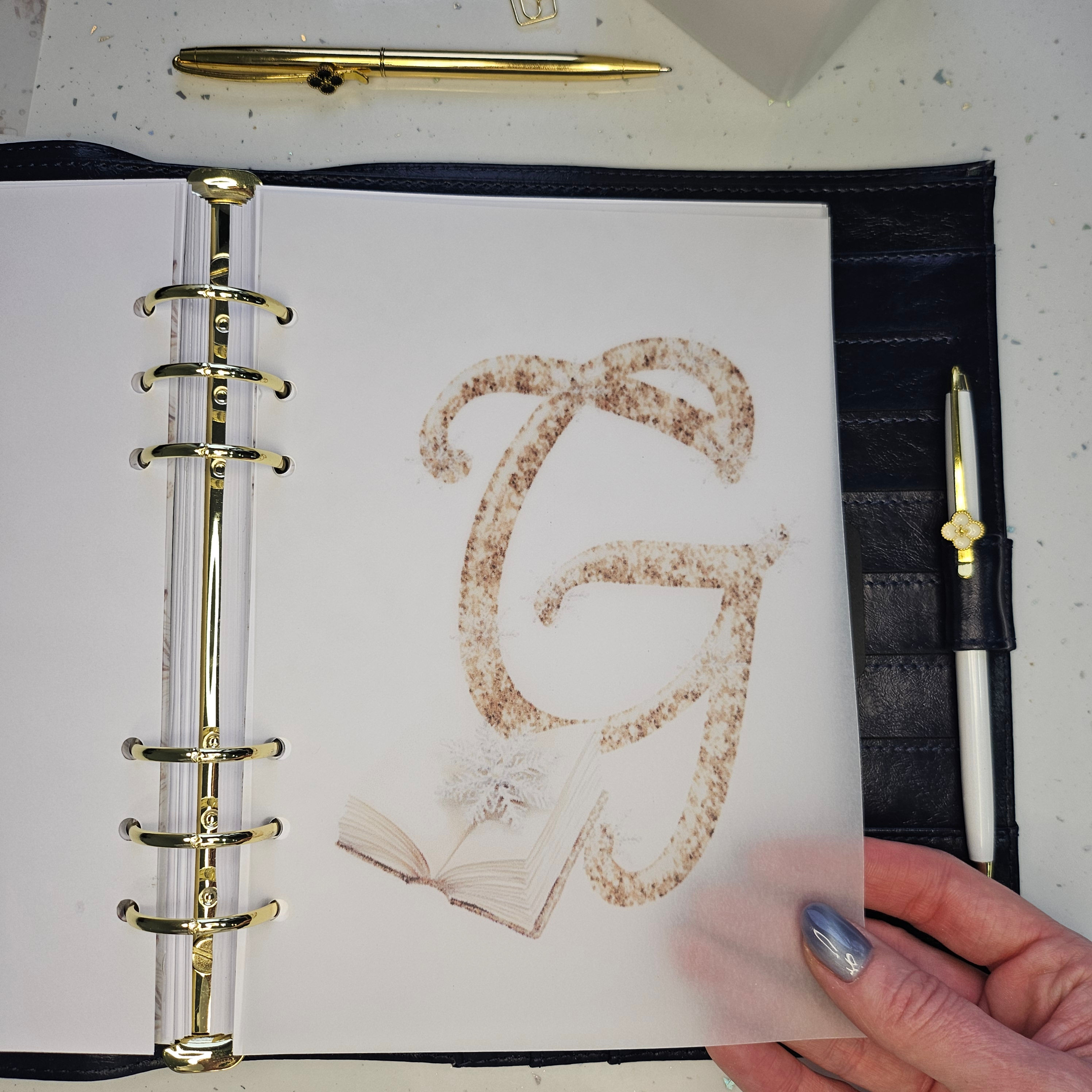 January 2026 Winter Initial Vellum Decorative Planner Dashboard