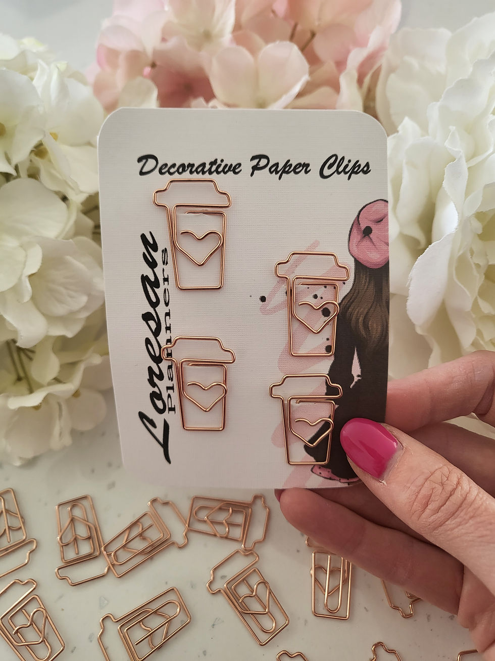 Thumbnail: Coffee Cup Paper Clips; Gold or Rose Gold