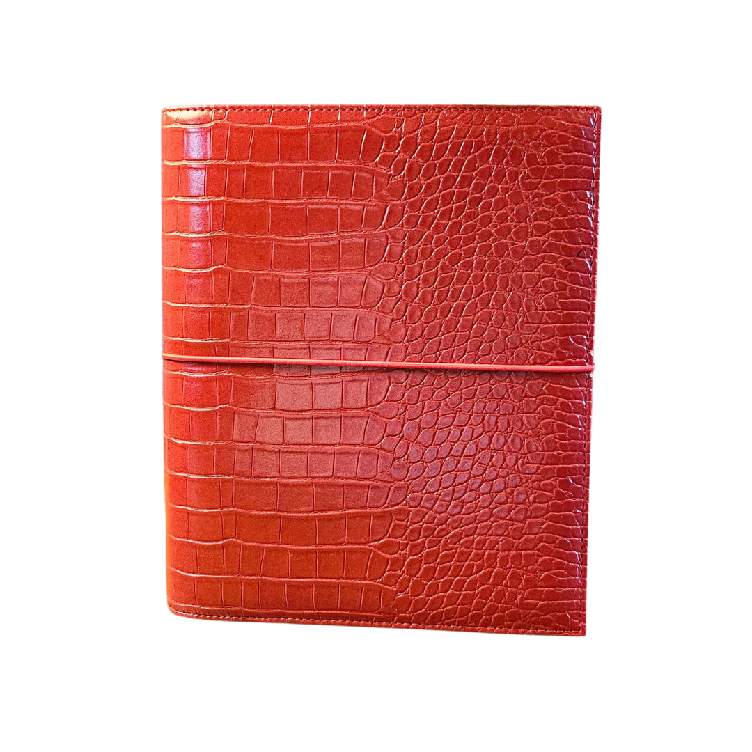A5 Red Croc Vegan Leather 6 Ring Binder