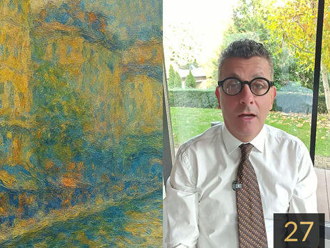 Marc Pinter, our CEO, in front of Claude Monet artwork, explaining the Hungarian Golden Visa.