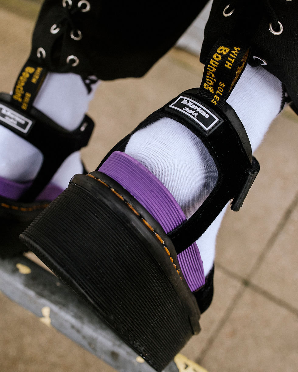 Thumbnail: Dr. Martens Strap X-Girl Velvet Platform Sandals