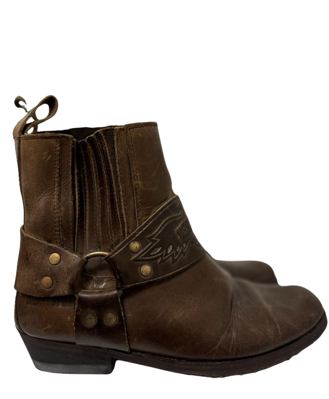 Johnny Bulls ruskeat nahkaiset harness-bootsit, koko 38