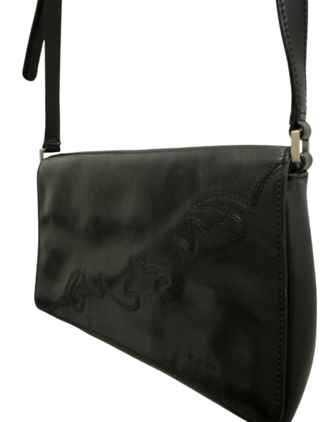 Claudio Ferrici -aitonahkainen olkalaukku (Y2K / Made in Italy)