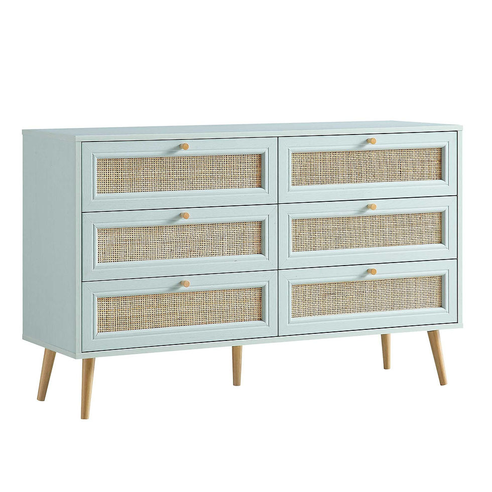 Thumbnail: CLASSIC SOLID WOOD RATTAN CHEST WHITE COLOR ANGLE VIEW
