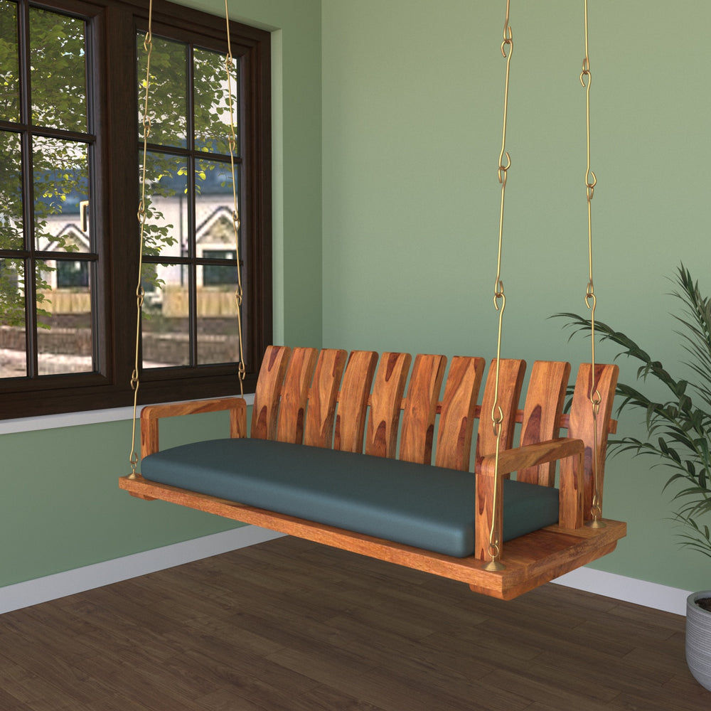 TRADITIONAL STRIPED HANDMADE WOOD SWING