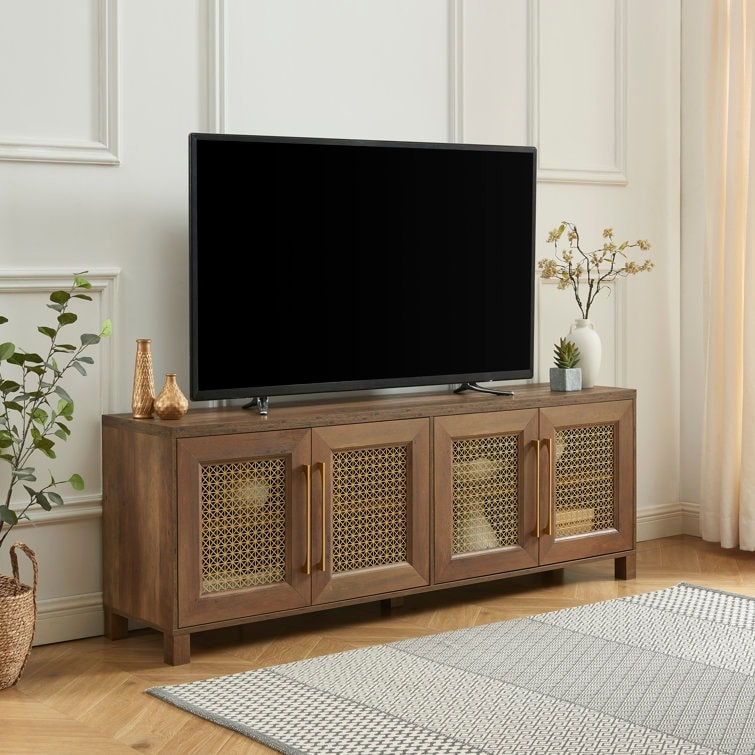 Thumbnail: "69.5'' RATTAN-INSPIRED WOOD TV STAND