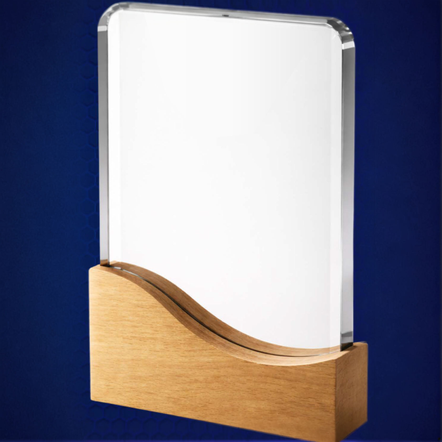 CG.65 -- Crystal Trophy with Wooden Base