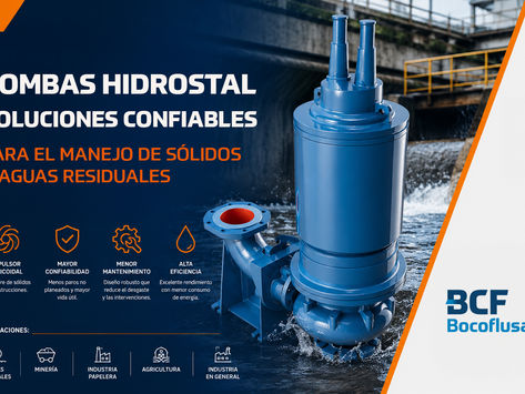 Bomba industrial Hidrostal para el manejo de sólidos y aguas residuales, ideal para plantas de tratamiento de agua, minería e industria en general.