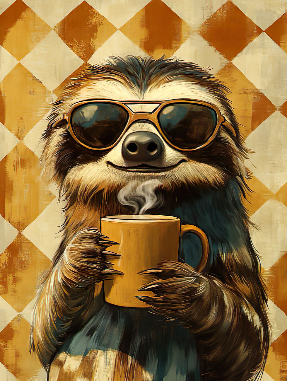 Graphic Digital, Coffee, Vintage, Retro, Sloth, Farmhouse, Sloths
