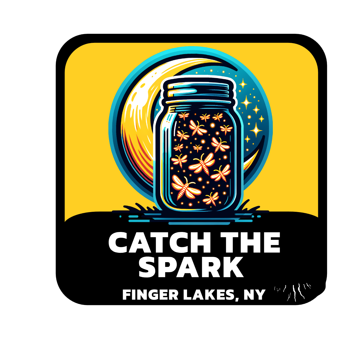 Waterproof Outdoor/Indoor 3.5"x3.5" Sticker, Finger Lakes, Catch The Spark