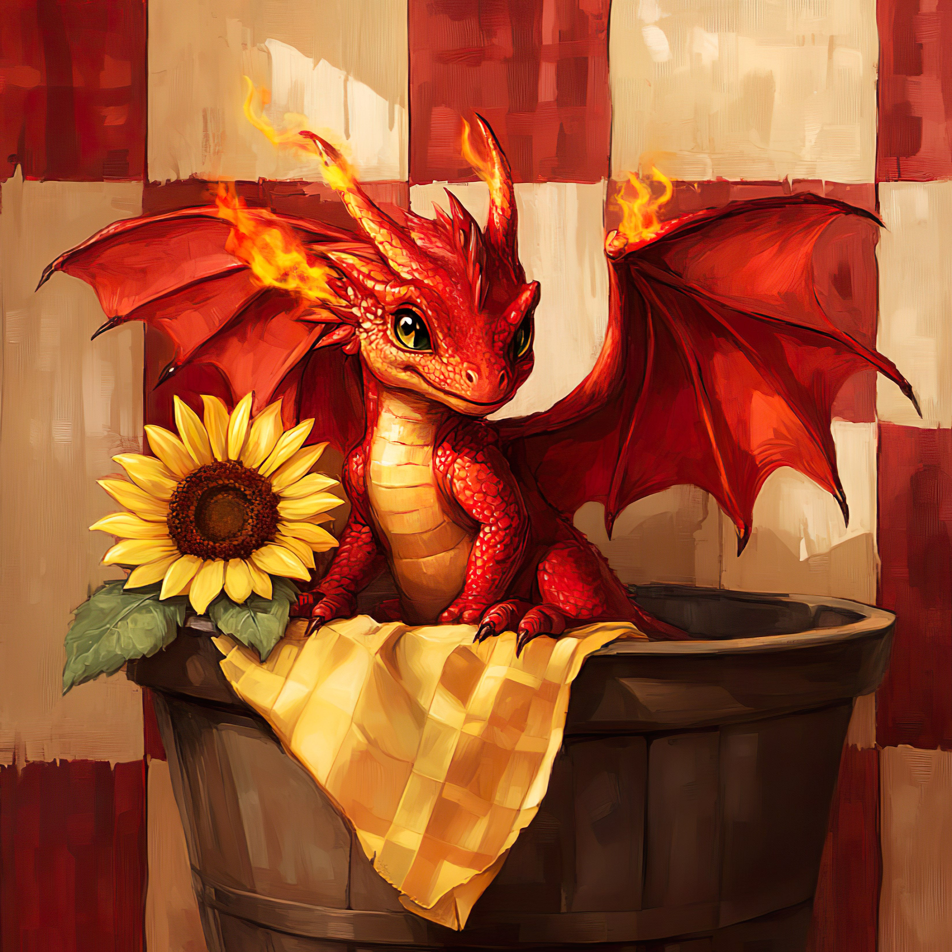Graphic Digital Art, Mythical, Dragon, Dragons, Mythical, Farm Country Vintage
